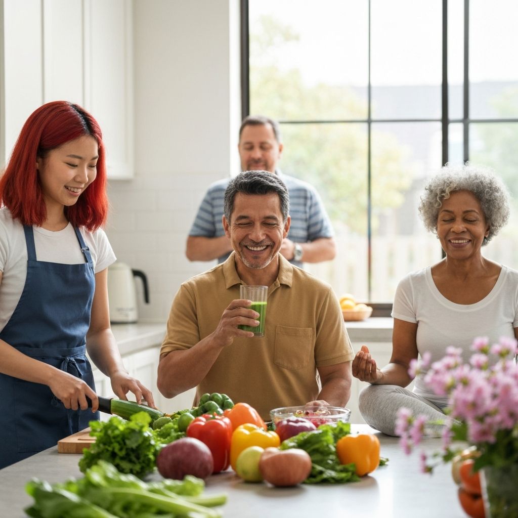 Diverse people embracing healthy lifestyle nutrition